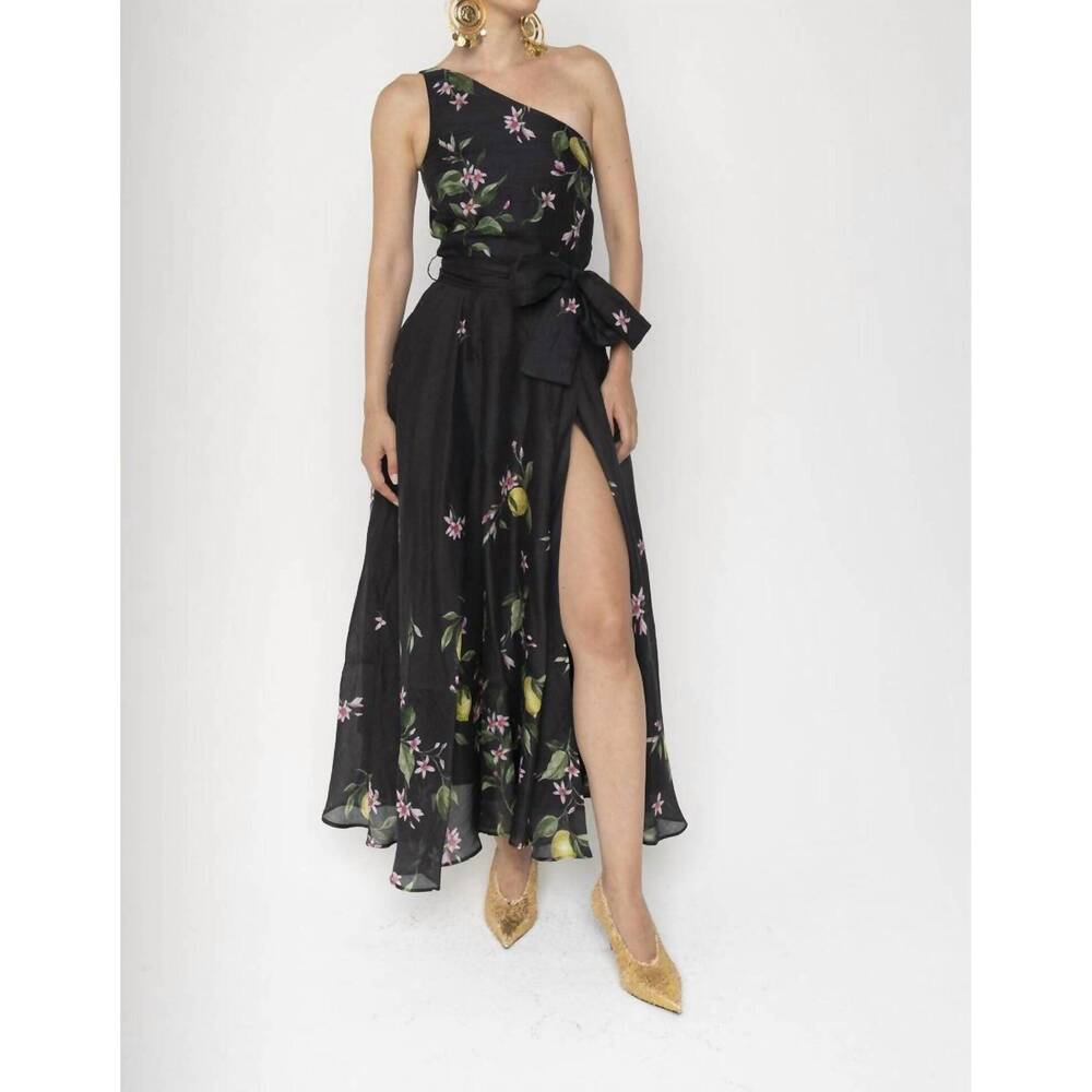 NEW LAVI sterlizia one shoulder dress in black citrus floral
